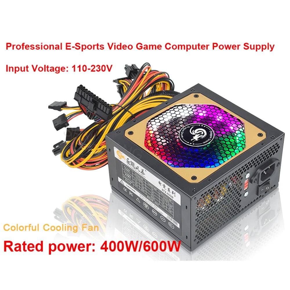 ATX 400W 600W 110-230V RGB 12V - Power Supply 650W ulasan dan harga