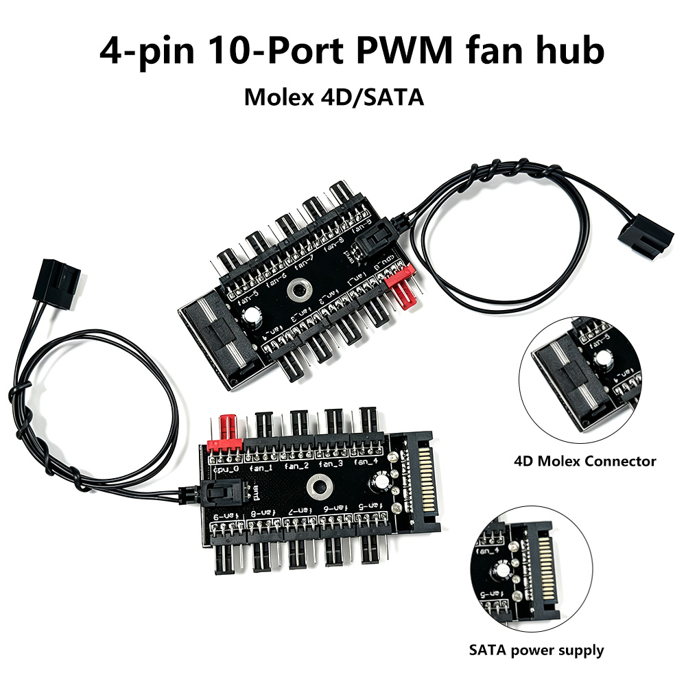 10-Port 4 Pin PWM Fan Hub Spli - Pc Power Supply ulasan dan harga